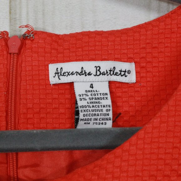 Alexandra Bartlett Orange Crochet Trim A Line Vintage Style Dress Size 4 - Picture 9 of 11